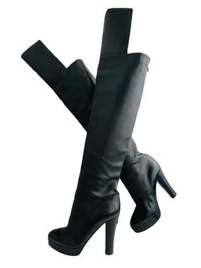 Chanel 2014 Interlocking CC Logo Over The Knee Boots